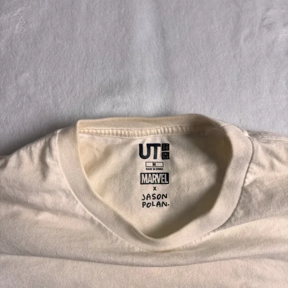 Uniqlo Marvel Comics‎ Jason Polan Beige Short Sleeve Shirt Men's Medium - Picture 4 of 8